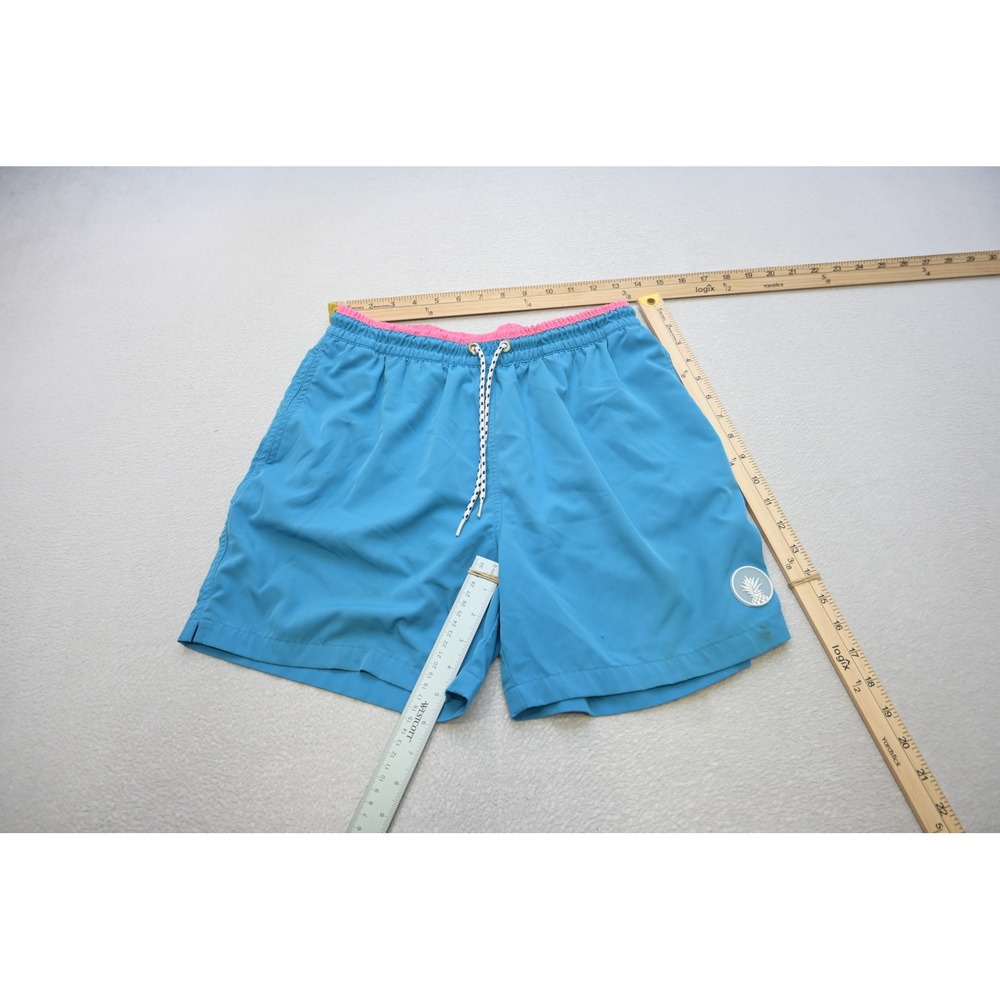 Chubbies Swim Trunks Men Medium Blue Pink 5 Inch Inseam Lined Pockets